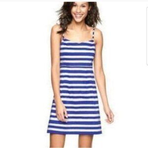Blue & White Striped Sleeveless Dress By Gap Size 2 Cotton/Spandex Blend Casual